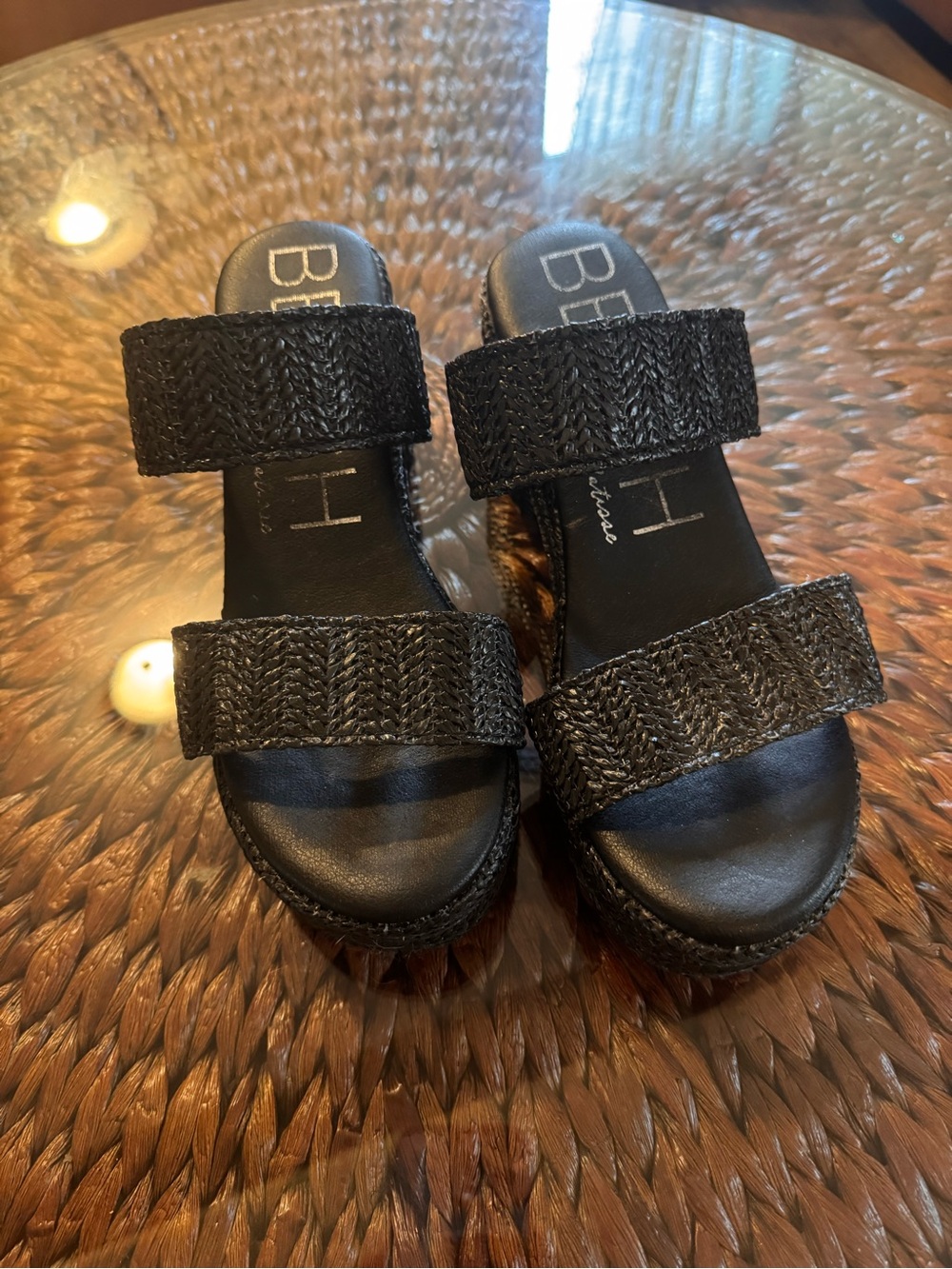 Beach by Matisse Ocean Avenue Black Woven Double-Strap Slide Sandals -size 9